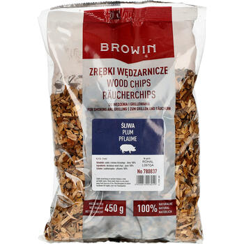 Browin щепа для копчения 780837, 450г, сливовая, KL 08, для копчения и гриля, 6-8мм, влажность ниже 11% (780837)