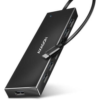 Axagon USB centrmezgls HUE-F7C USB 3.2 7 porti, 30 cm kabelis, alumīnija korpuss, Hot Plug, Plug and Play (HUE-F7C)
