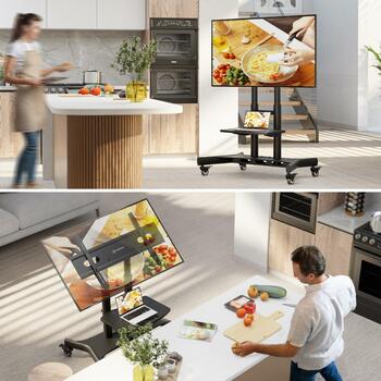 Onkron TV statīvs TS1380-B, 50-83 collu, maksimālā slodze 65.5 kg, VESA 100x100-800x500 mm, augstuma regulēšana 880-1200 mm (TS1380-B)
