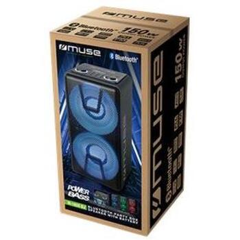 Muse Беспроводная колонка M-1805DJ, 150Вт, Bluetooth 5.0, FM радио, USB, Aux 3,5мм, MIC, разъем для гитары, аккумулятор, черный (3700460207731)