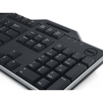 Клавиатура Dell 580-AFYX USB, черная, QWERTY, 1 шт., считыватель смарт-карт, USB, полноразмерная, водоотталкивающая (580-AFYX)