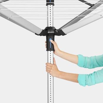 Brabantia 100246 вращающаяся сушилка для белья, 50м, металлический штырь, чехол, сумка, Metallic Grey (100246)