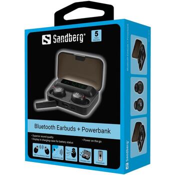 Sandberg Беспроводные наушники 126-38, 20-20000 Гц, 6 ч, 50 мАч, 2000 мАч, Bluetooth 5.1, 10 м, встроенный микрофон (126-38)