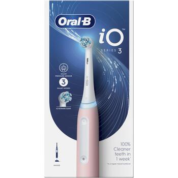Braun Elektriskā zobu birste Oral-B iO Series 3 8006540731222, rozā krās., 1 galviņa, 3 režīmi, akumulators, uzlādes statīvs (8006540731222)