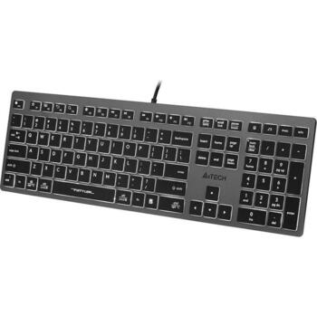 A4Tech FStyler FX60H A4TKLA47125, 150m, 2 USB, 12 multimediju taustiņi, zema profila taustiņi, balta LED apgaismojums (A4TKLA47125)