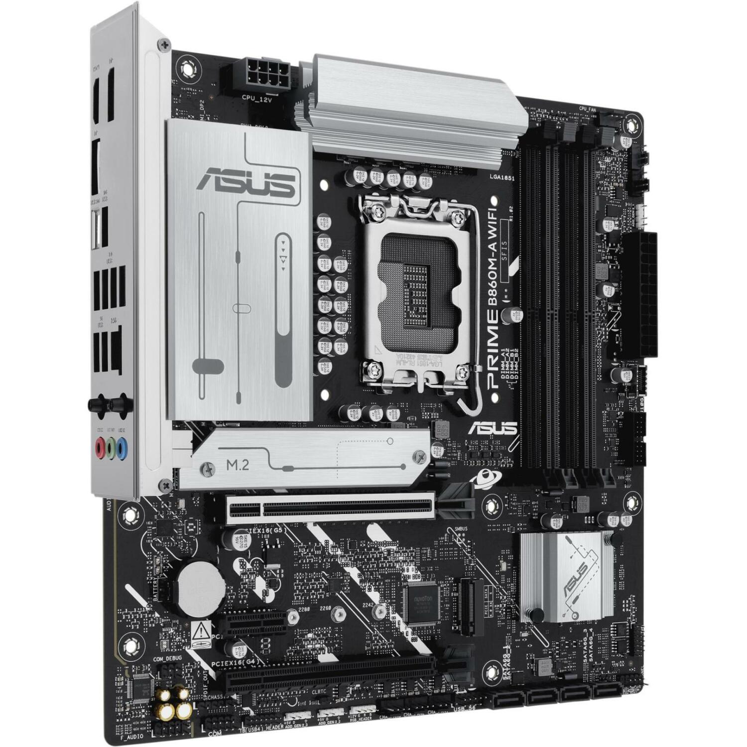 Asus Mātesplate PRIME B860M-A WIFI, LGA 1851, DDR5, 256 GB, 4 DIMM, 2.5 Gb Ethernet, Wi-Fi 6E, 6 SATA III, 2 M.2, 7.1 audio (PRIME B860M-A WIFI)