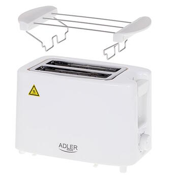 Elektriskais tosteris 2 šķēlēm AD 3223 750 W 2 sloti Balta Adler (AD 3223)