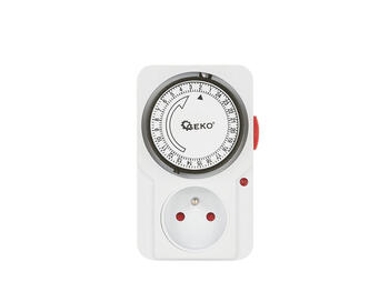 Geko Analogais taimeris G03345, 230V ~50Hz, 16A (3680W), 24-stundas, 15 min, muciņa E, indikators (G03345)