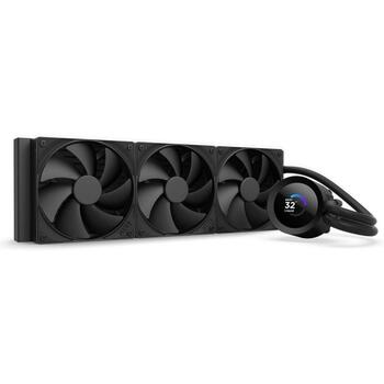 Nzxt viedā kontakligzda RL-KN360-B2, All-in-one šķidrais dzesētājs, 120mm, 3 ventilatori, 73.47cfm, 30dB, FDB, TFT displejs (RL-KN360-B2)