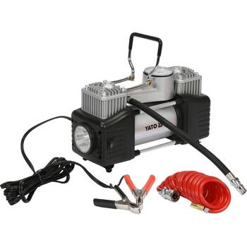 Yato auto kompresors YT-73462, 250W, 12V, 10bar, 60l/min, LED apgaismojums, manometrs, 5m šļūtene, 3m vads (YT-73462)
