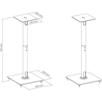 Sbox Подставка для динамика SB-76L, SB-76L, 300x300x765mm, 25kg, черный с мелкой текстурой, закаленное стекло, сталь, пластик (SB-76L)