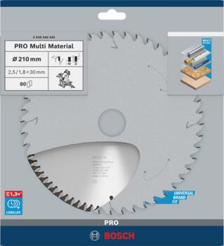Stacionārā Ripzāģa disks 210x30x80 multi material, Paneļzāģiem PRO MULTI MATERIAL RIPZĀĢA ASMENS, 2608640445, BOSCH (2608640445)