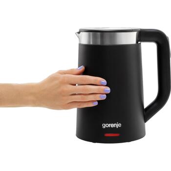 Gorenje Чайник K17TRDW, 2200 W, 1.7 L, Пластик/Металл, 360° поворотная база, Черный (K17TRDW)