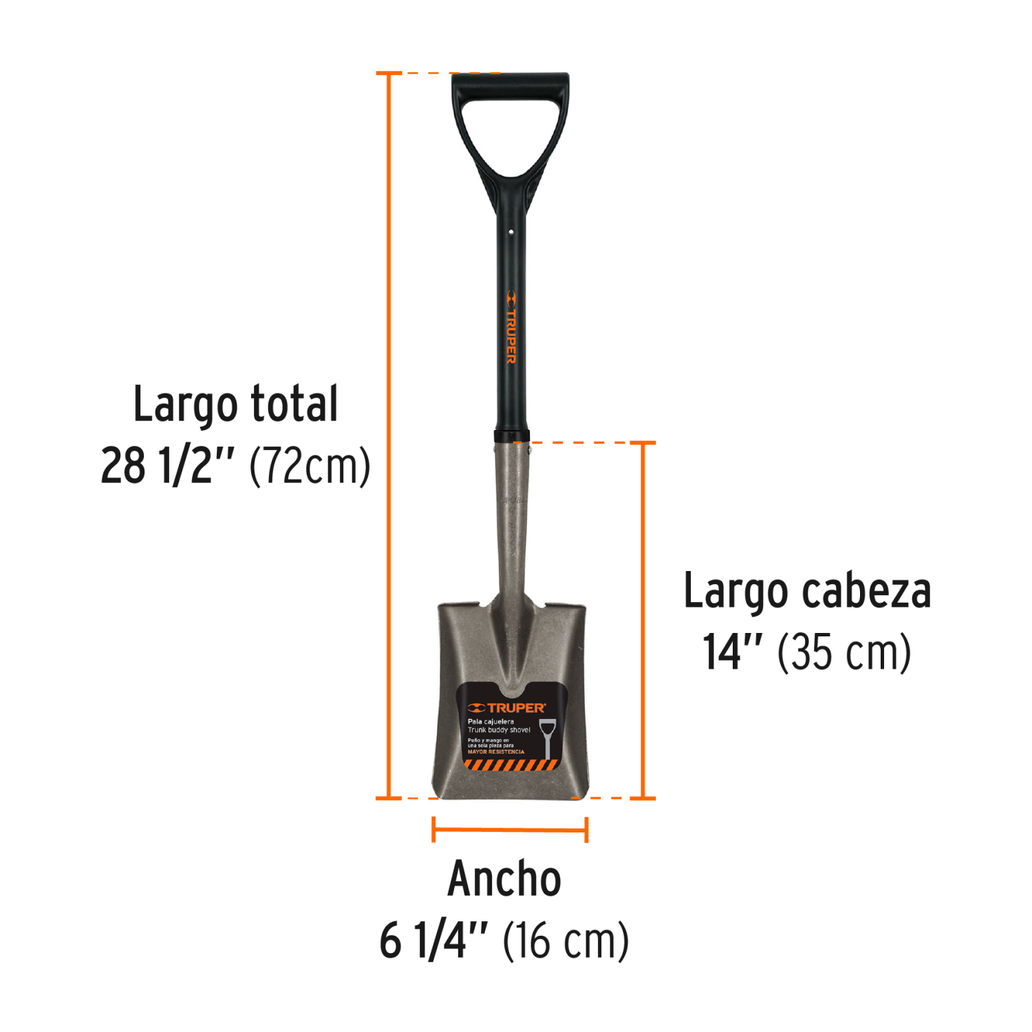 Mazā lāpsta 15x38cm, stikla šķiedras kāts, plastmasas D-rokturis, 71cm TR-BYFC TRUPER (TR-BYFC)