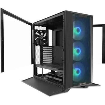 Lian Li Kaste LANCOOL III G99.LAN3RX.00, 4x140mm PWM ventilatori, 12 disku vietas, melna, caurspīdīga (G99.LAN3RX.00)