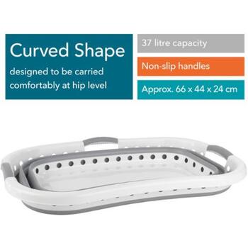Beldray LA072979PGRYFEU7 Collapsible Hip Hugger Laundry Basket 37L, White/Grey (LA072979PGRYFEU7)