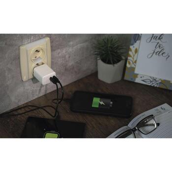 Emos Универсальное USB настенное зарядное устройство GaN V03G35, 35 W, 100–240 V, 2x USB, быстрая зарядка, защита от перегрузки (V03G35)