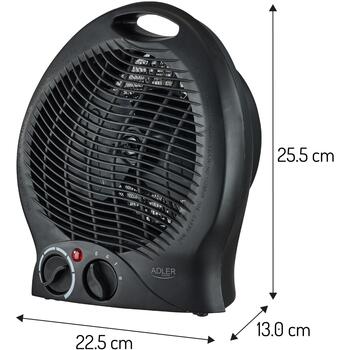 Adler ventilatorsildītājs AD 7761, 2000W, 2 līmeņi, termostats, aukstā gaisa pūšana, aizsardzība pret pārkaršanu, indikators (AD 7761)