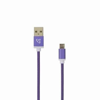 Sbox USB кабель USB-10315U, 1,5 м, 2.0, USB A, Micro-USB B, мужской, прямой, 480 Mbit/s, сливовый, 1 шт, блістер (USB-10315U)