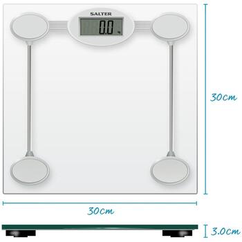 Salter Ванные весы 9018S SV3RCFEU16, 180 кг, 30,4 x 30,4 x 3,1 см, стеклянная платформа, ЖК-экран (9018S SV3RCFEU16)