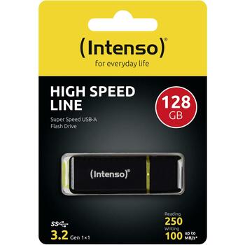 Intenso USB флеш-накопитель 3537491 128 ГБ, Скорость чтения 250 МБ/с, Скорость записи 100 МБ/с, USB 3.2 Gen 1, Черный, Желтый (3537491)