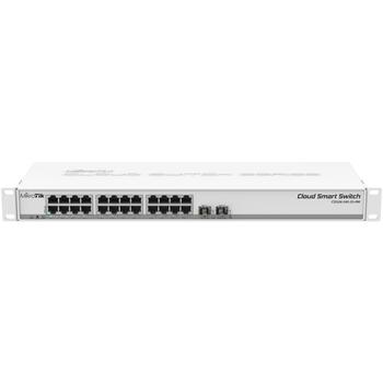 Mikrotik CSS326-24G-2S+RM управляемый коммутатор, 24 RJ-45 Gigabit порта, 2 SFP+ порта, 4000 VLAN, DC/PoE, 19 W (CSS326-24G-2S+RM)