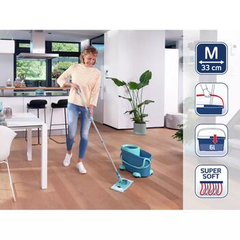 Leifheit Clean Twist M Ergo Mobile 1052121, grīdas uzkopšanas komplekts, 110-140cm, 360° rotācija, mikrošķiedras lupata (1052121)