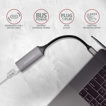 Axagon USB-C адаптер ADE-TRC, 1x RJ-45, 1000 Mbit/s, 1x USB 3.2 Gen 1, Realtek RTL8153, CE, RoHS (ADE-TRC)