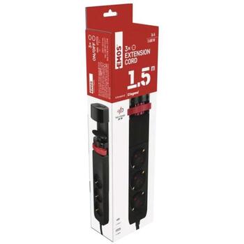 Emos Удлинитель P1321PD, 1,5 м, 3× 2P + PE, 2× USB-A QC 3.0 18 W, 1× USB-C PD 20 W, 3680 W, PVC, защита от детей (P1321PD)