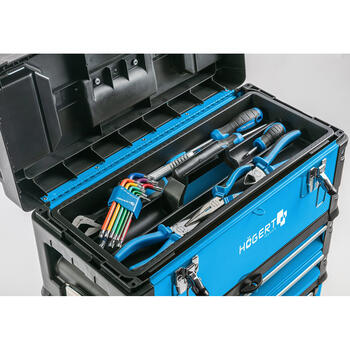 Hogert instrumentu ratiņi HT7G080, 45kg, 3 atvilktnes, 420x220x150mm, 390x215x60mm, 410x210x280mm, teleskopisks rokturis (HT7G080)