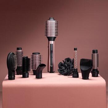 Cecotec Фен CeramicCare 10in1 AirBrush A01_EU01_116277, 1200 Вт, 3 уровня нагрева, ионное кондиционирование, черный/розовый (A01_EU01_116277)