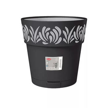Stefanplast Puķu pods Gaia 2188603, Ø30x29cm, 11,8L, melns, ar paliktni, pašlaistīšana (2188603)