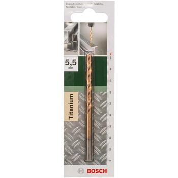 Bosch metāla urbis 2609255099, HSS-TiN, DIN 338, 5,5 mm, 57 mm, 93 mm, cilindrisks, 2 griezējmalas (2609255099)