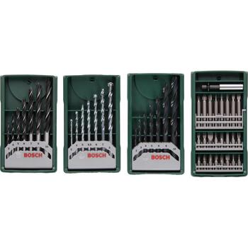 Bosch 2607017071 Uzgaļu un urbju komplekts Mini X-Line, 47 gab., 7 HSS urbji, 7 mūra urbji, 7 koka urbji, 25 uzgaļi (2607017071)