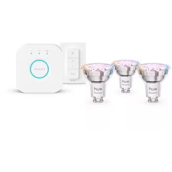 Philips Hue умный осветительный комплект E WCA 345 GU10 3kit SW EU, 3 лампы, GU10, 4.7 Вт, 345 лм, 2200-6500 K, 16 млн цветов (8721103103758)