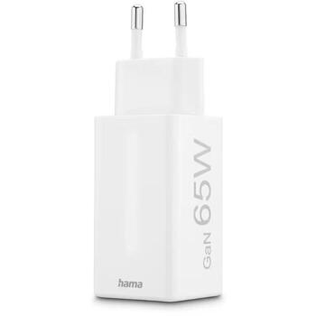 Hama 00201996 GaN зарядное устройство, 2x USB-C, 1x USB-A, PD, 65W, белый (00201996)