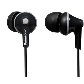 Panasonic Провода наушники RP-HJE125E-K, 1.1m, 10.7mm, 10-24000Hz, 16Ω, 97dB, 3 насадки, черный (RP-HJE125E-K)