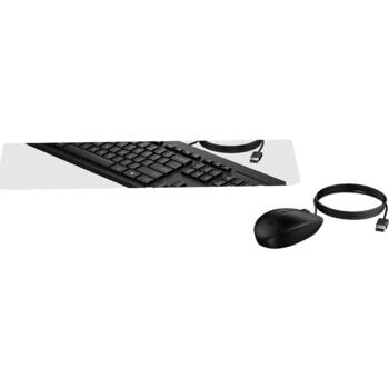 HP 225 проводной комплект мыши и клавиатуры AX2Y7AA#ACB, 1200 DPI, 1.8 м, USB, полноразмерная, черный, оптическая мышь, 3 кнопки (AX2Y7AA#ACB)