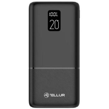 Tellur Повербанк PD202 TLL158351, 20000mAh/74Wh, 22,5W, ЖК-дисплей, быстрая зарядка, Huawei SuperCharge (TLL158351)