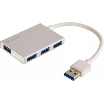 Sandberg USB 3.0 centrmezgls 133-88, 4 porti, 5000 Mbit/s, RoHS, alumīnijs (133-88)
