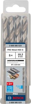 HSS-G urbji metālam 10,2mm, 5gab., Urbjmašīnām/skrūvgriežiem PRO METAL HSS-G STANDARTA SPIRĀLVEIDA URBJA GARUMS, 2608585523, BOSCH (2608585523)