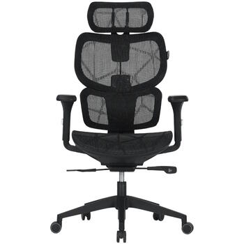 Spēļu un biroja krēsls ar elpojošu mesh audumu 3D regulējami roku balsti 90°–120° nolieci galvas un jostas atbalsts līdz 136 kg Ventra MOCH01 Melns CNS-MOCH01 CANYON (CNS-MOCH01)