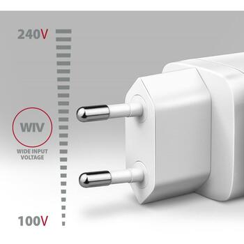 Axagon зарядное устройство ACU-PD30W 30W, 1x USB-C, быстрая зарядка, белый, сетевой адаптер, CE, RoHS (ACU-PD30W)
