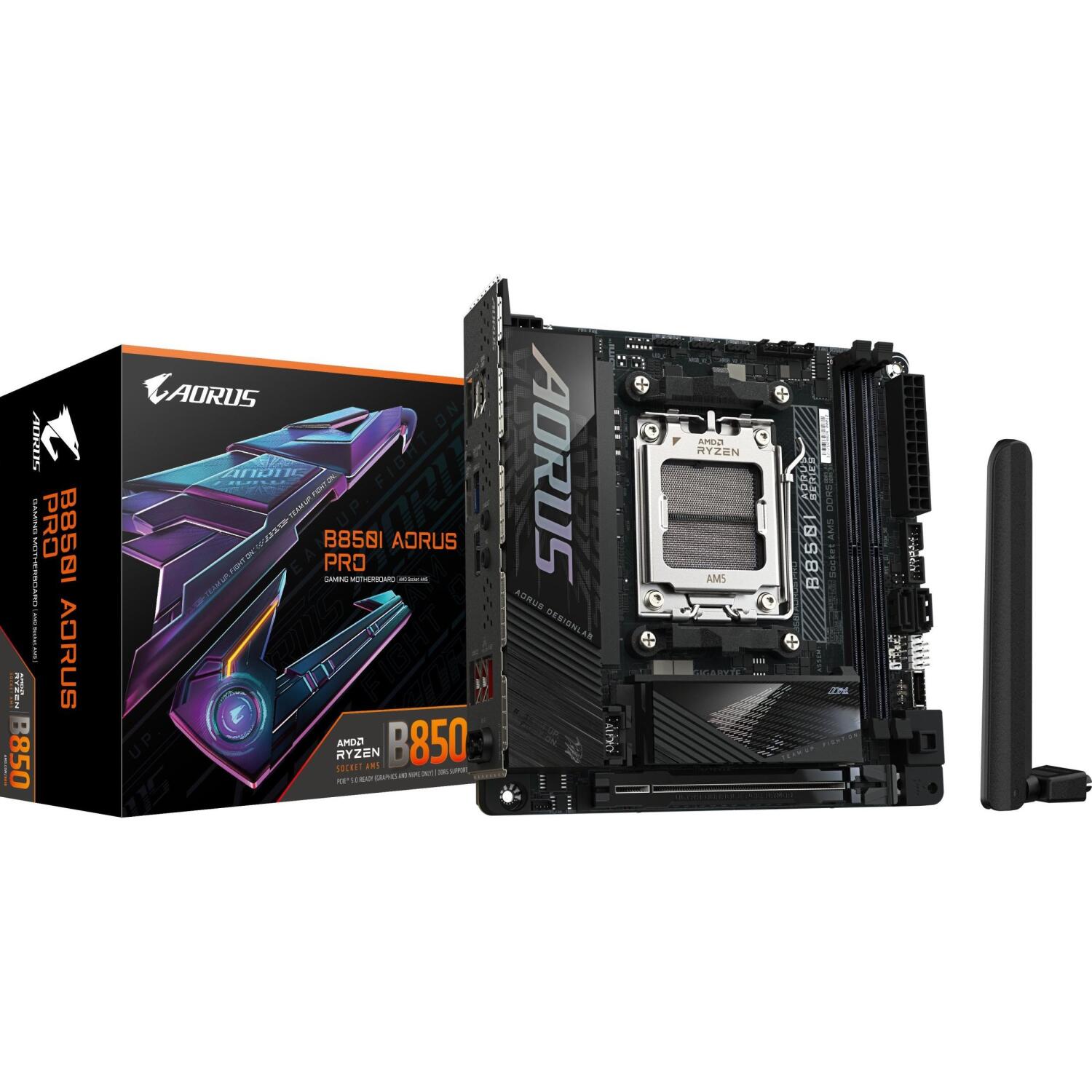 Gigabyte B850I AORUS PRO материнская плата, B850I AORUS PRO, 2.5GbE, 802.11a/b/g/n/ac/ax/be, Bluetooth 5.4, DDR5, 2xSATA, 2xM.2 (B850I AORUS PRO)