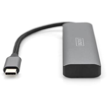 Digitus USB centrmezgls DA-70245, 2x USB-A, 2x USB-C, 10 Gbps, alumīnija korpuss (DA-70245)