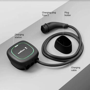 Стационарное настенное зарядное устройство Wallbox Pulsar Max, 11 кВт, с Wi-Fi и Bluetooth, кабель 5 м, чёрный (PLP4-0-2-3-9-002)