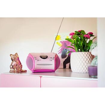Lenco SCD-24 Pink CD-магнитола, FM-радио, 2x2W, 3.5mm, ЖК-дисплей, розовый, портативная (SCD-24 Pink)