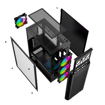 Gembird Корпус компьютера Fornax 400X CCC-FC-400X, 390x200x449mm, 6 отсеков для дисков, 1xUSB 2.0, 2xUSB 3.0, 12см вентилятор (CCC-FC-400X)