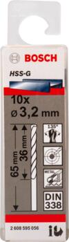 Urbjmašīnām/skrūvgriežiem PRO METAL HSS-G STANDARTA SPIRĀLVEIDA URBJA GARUMS, 2608595056 BOSCH (2608595056)