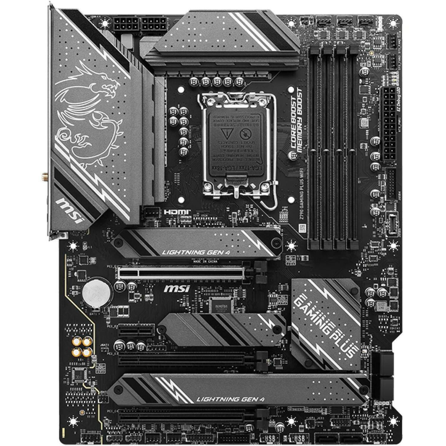 Msi Материнская плата Z790GAMINGPLUSWIFI, LGA 1700, DDR5, 192 ГБ, 4x M.2, 4x PCI, 1x HDMI, 2.5 Гбит Ethernet, Wi-Fi 6, 7.1 аудио (Z790GAMINGPLUSWIFI)